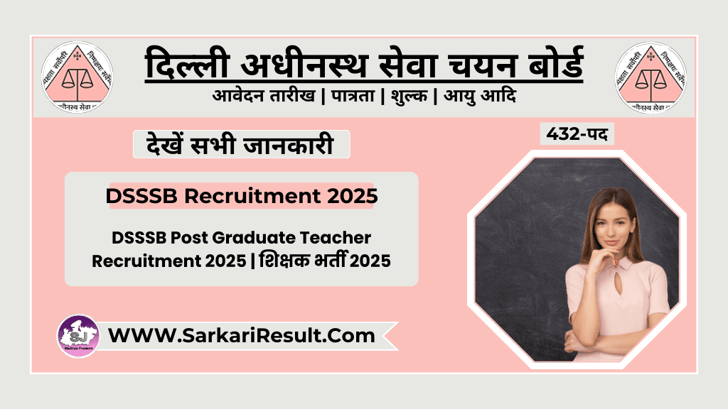 DSSSB Post Graduate Teacher Recruitment 2025