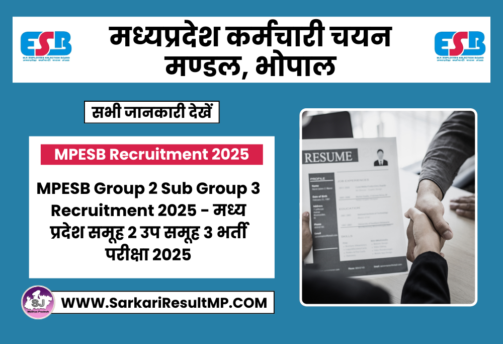 MPESB Group 2 Sub Group 3 Recruitment 2025