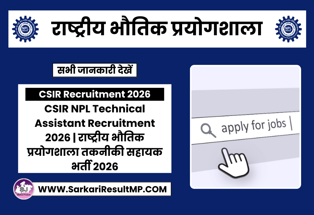 CSIR NPL Technical Assistant Recruitment 2026