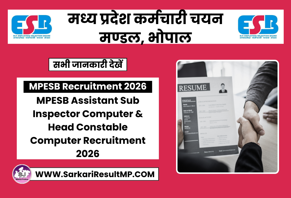 MPESB ASI and Head Constable Computer Recruitment 2026